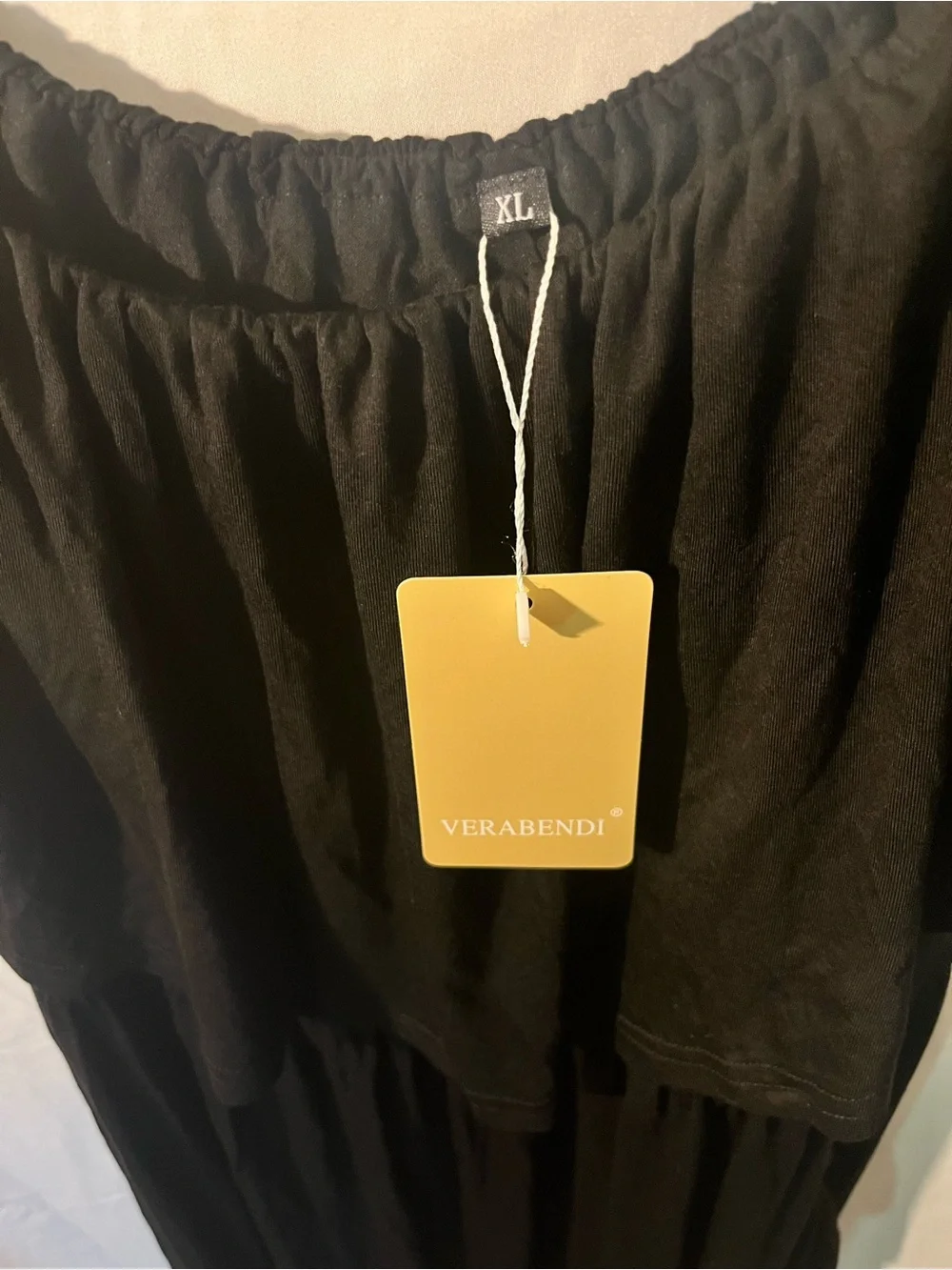 NWT Verabendi Off-Shoulder Black Maxi Dress with Pockets